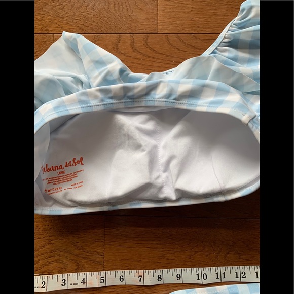 🎁Cabana Del Sol Gingham Blue/White Ruffle Bikini - Picture 3 of 8